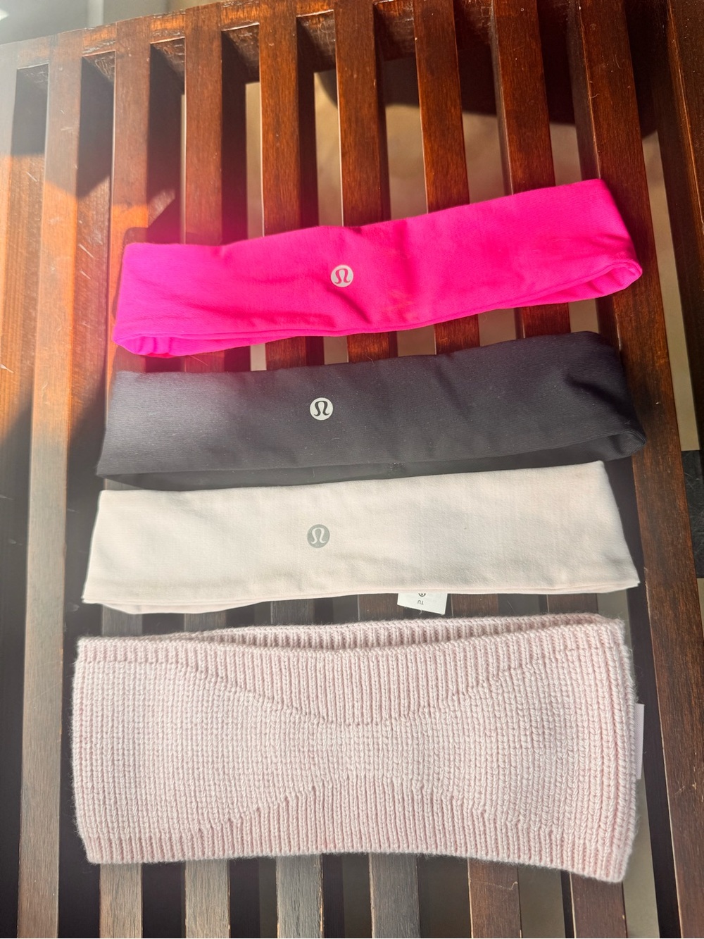 Lululemon Pink, Black, White & Light Pink Headbands